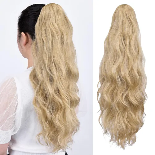 Vista 72 de Extensiones de cola de caballo, extensiones de cabello de cola de caballo con clip de garra marrón oscuro para mujer, pieza de cabello rizado