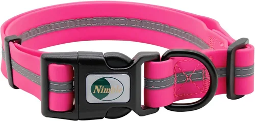 Vista 12 de NIMBLE Collar de perro impermeable para mascotas, ajustable, reflectante, duradero, flexible, de nailon con revestimiento de polímero, collares
