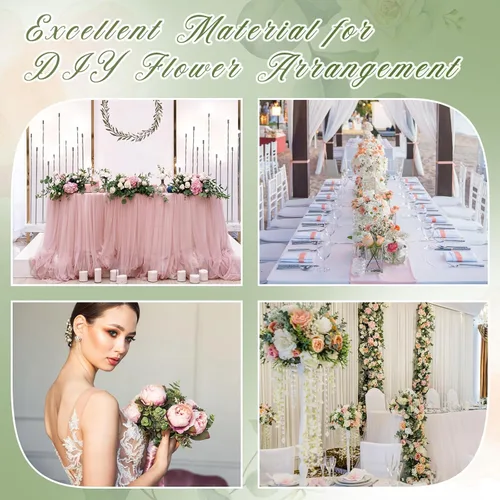 Vista 7 de Tigeen 12 paquetes de rosas artificiales de seda, ramo de rosas artificiales, ramos de flores artificiales para jarrón, arreglos florales, boda
