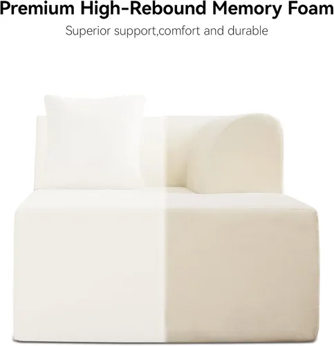 Vista 4 de Sofá seccional curvo de terciopelo nube extragrande de 140'', sofá sin estructura con chaise longue en forma de L, sofá seccional modular tapizado