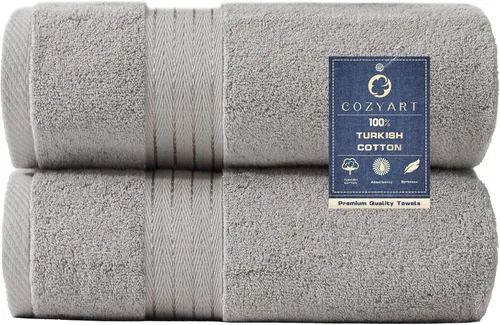 Vista 13 de COZYART - Juego de 6 toallas de baño de algodón turco, color azul claro, suaves, altamente absorbentes y duraderas, 19.17 oz/yd², incluye 2 toallas