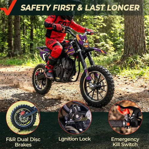 Vista 5 de FRP FX40 - Bicicleta de motocross a gas para adolescentes, 40 cc, 4 tiempos Púrpura