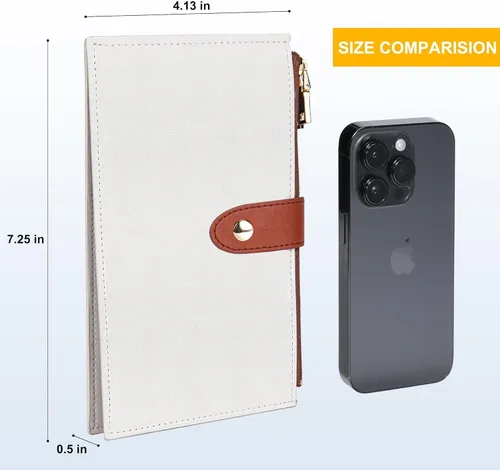 Vista 2 de Travelambo Billeteras de cuero para mujer, delgada, con bloqueo RFID, billetera plegable para tarjetas de crédito, Marrón beige