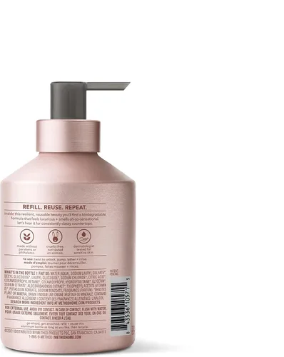 Vista 2 de Method Jabón de manos en gel, vainilla + frambuesa, botella de aluminio rosa reutilizable, 12 onzas (paquete de 3) Recarga hasta 3 veces, hidrata