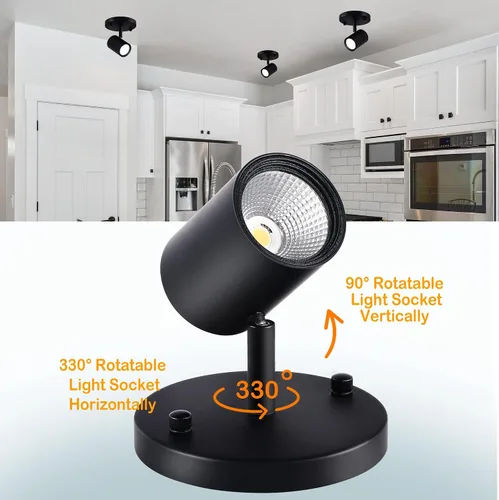 Vista 6 de CLOUDY BAY Lámpara de techo LED de montaje empotrado, CRI90+ 9W 3000K 4000K 5000K seleccionable regulable, cabezal de luz de pista de techo
