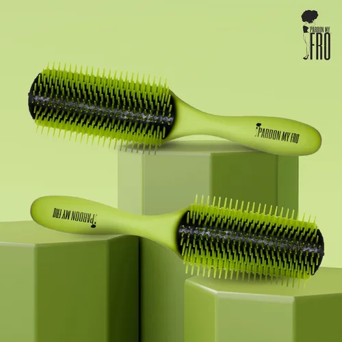 Vista 6 de Pardon My Fro Cepillo desenredante, desenredante sin esfuerzo para cabello húmedo y seco, diseño ligero para todo tipo de cabello rizado