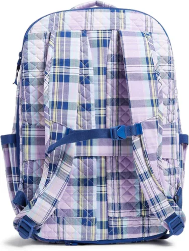 Vista 2 de Vera Bradley Mochila grande de algodón para mujer, Cuadros de amatista - Algodón reciclado