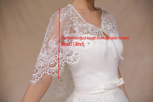 Vista 6 de Vivivalue Chales de encaje para boda, chales robados Boleros Capelet Rhinestone Novia