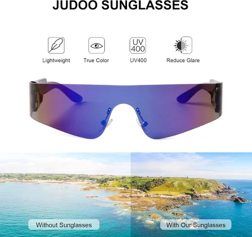 Vista 3 de Gafas de sol envolventes para hombres y mujeres gafas de sol futuristas Y2K gafas de sol deportivas gafas de sol UV400 gafas plateadas
