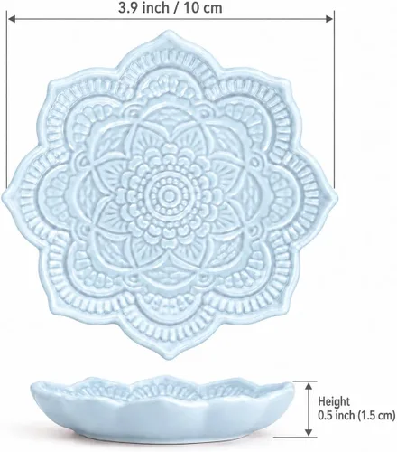 Vista 3 de PUDDING CABIN Plato para anillos de mandala azul, regalo de cumpleaños para amiga mujer mujeres madres niñas