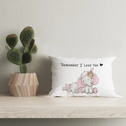Vista 2 de HIWX Funda de almohada decorativa con texto en inglés «Cute Elephant Remember I Love You», funda de almohada decorativa para sofá, cama, habitación
