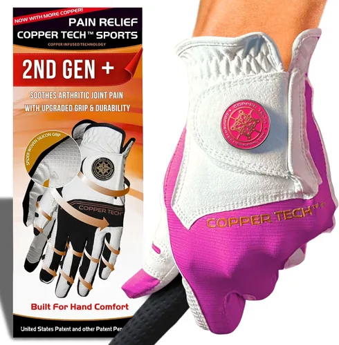 Vista 16 de Copper Tech Plus Ladies Golf Gloves Women (2nd Gen) Copper Compression Joint Support with Flexible & Comfortable Fit Tacky Silicone Pad