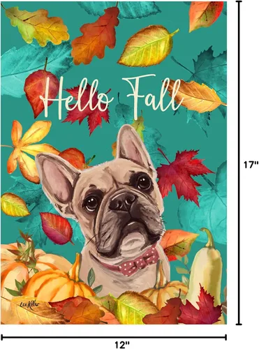 Vista 2 de French Bulldog Cream - Bandera de jardín de otoño de Hippie Hound Studios