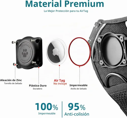 Vista 3 de Arnés para perro con soporte AirTag 100% impermeable, chaleco para perro AirTag (negro, S) No-Pull No-Choke, Fully waterproof built-in AirTag