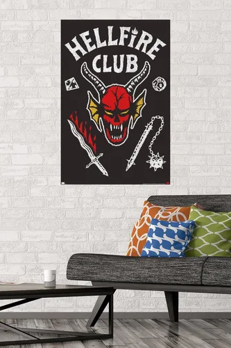 Vista 2 de Trends International Netflix Stranger Things: Temporada 4 - Póster de pared de Hellfire Club, 22.375 x 34 pulgadas, versión sin marco