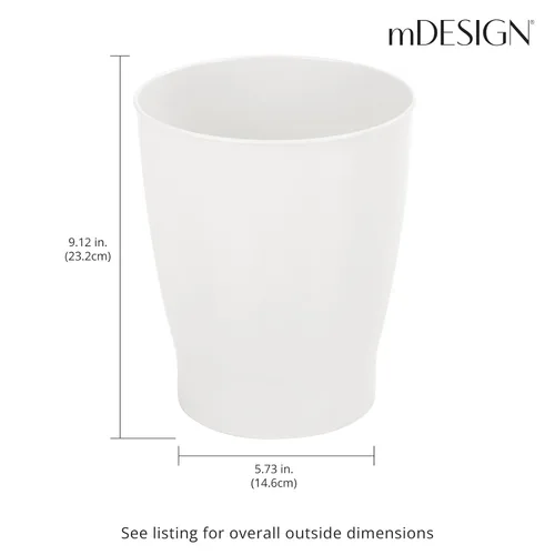 Vista 3 de mDesign Basurero redondo de plástico para baño, papelera de 1.25 galones, papelera para baño, dormitorio y habitación de los niños, cubo de basura