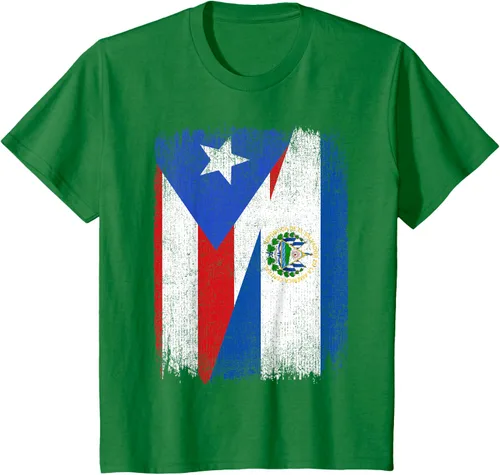 Vista 36 de Camiseta Half Puerto Rico El Salvador Flag Orgullo Salvadoreño Roots
