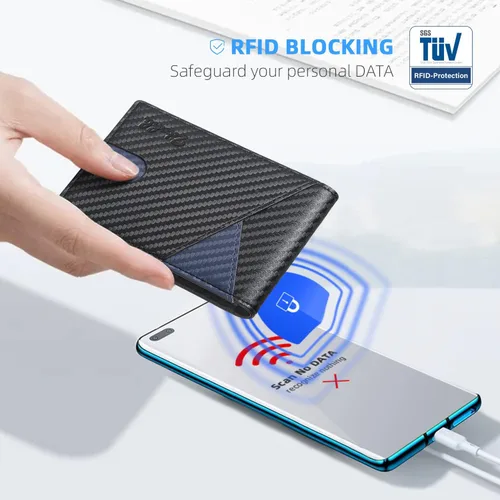 Vista 95 de Zitahli - Billeteras delgadas RFID para hombres, billetera de cuero flexible con clip de dinero, cartera minimalista con bolsillo frontal