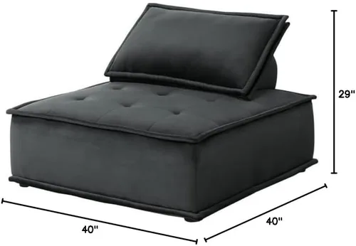 Vista 3 de Lilola Home Sillón sin brazos de terciopelo negro Anna