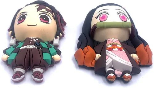 Vista 2 de Kimetsu no Yaiba Demon Slayer Tanjiro Kamado y Nezuko Kamado – Juego de 2 imanes de espuma 3D Demon Slayer – Paquete de imanes de manga de anime