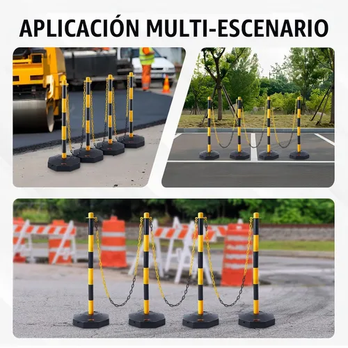 Vista 6 de VEVOR Conos de poste delineador de tráfico ajustable, paquete de 4, barrera delineadora de seguridad de tráfico con base rellenable de 8 pies