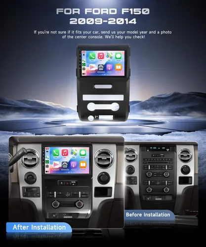 Vista 2 de Estéreo del coche 4G+64G Android 15 para Ford F150 2009-2014 con Carplay