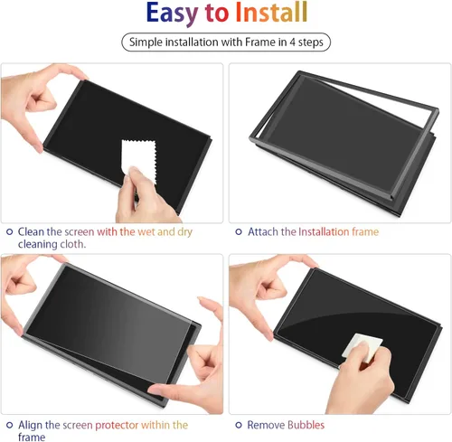 Vista 3 de daydayup - Protector de pantalla de vidrio templado compatible con Nintendo Switch OLED modelo 2021, con marco de alineación, protector de pantalla