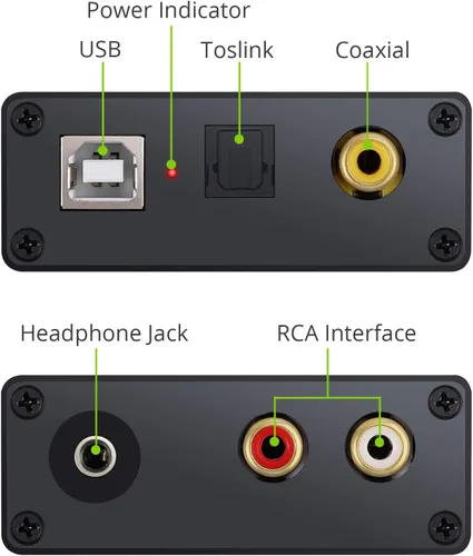 Vista 5 de LiNKFOR Convertidor de conector de auriculares coaxial USB a SPDIF RCA y conector de auriculares de 0.138 in - Adaptador de audio óptico - PCM