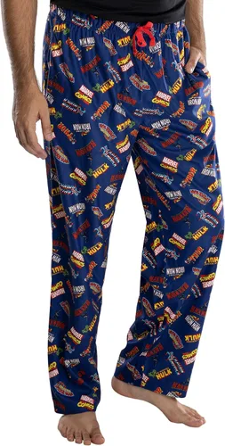Vista 2 de Marvel Comics - Pantalones de pijama para hombre, diseño de Captian America, Hulk, Thor, Spider-Man, con logotipos, para dormir