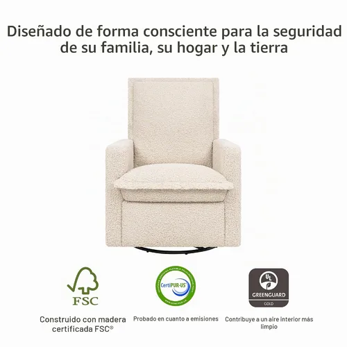Vista 4 de Babyletto Cali - Silla reclinable giratoria de 360° con brida Cali, lazo de peluche de almendra Almendra Teddy Loop