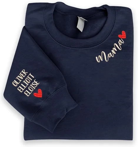Vista 4 de NAZENTI Sudaderas bordadas, sudadera bordada personalizada para mamá, abuela, para mujer