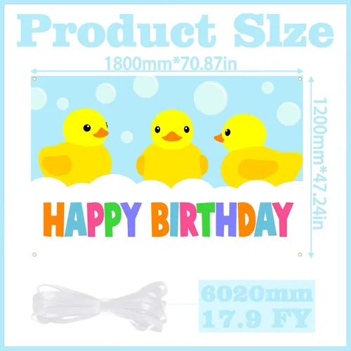 Vista 4 de Lindo cartel de dibujos animados de pequeño pato amarillo feliz cumpleaños revelación de género pato pato pato niños fiesta baby shower foto