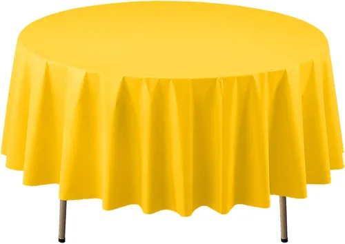 Vista 6 de Party Essentials Mantel redondo de plástico desechable de 84 pulgadas, 3 unidades, color negro