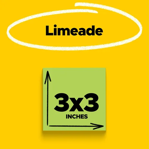 Vista 4 de Post-it Notas Super Sticky 654-5SSLE, 3 x 3 in, Limeade, paquete de 24 Limeade-24 Pack