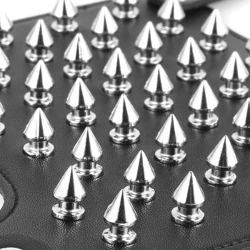 Vista 5 de HZMAN Brazaletes unisex de metal negro con tachuelas punk rock correa ancha de cuero para el brazo guantelete de muñeca puños armadura Negro
