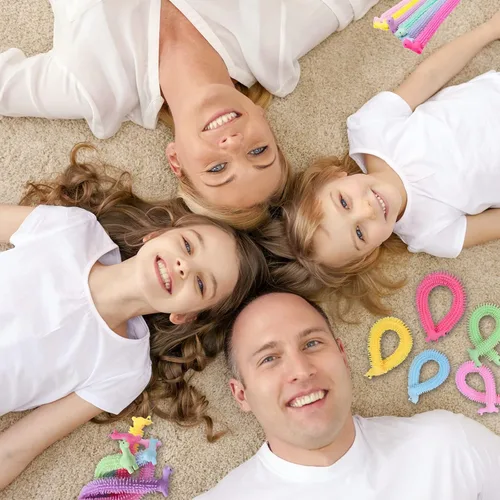 Vista 7 de Paquete de 18 juguetes elásticos para ansiedad, cuerda sensorial mejorada, cuerdas elásticas coloridas para niños, adultos, autismo, alivio