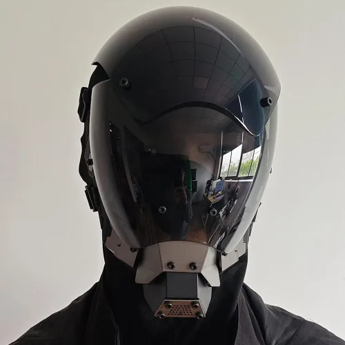 Vista 7 de MAKSJIU Máscara punk cosplay para hombres, máscara de Halloween para fiestas y festivales de música