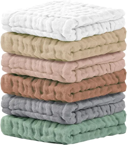 Vista 11 de Cuddle Campus Paquete de 6 paños de muselina para bebé, paños para eructos Set 3