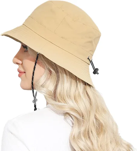 Vista 2 de Packable Bucket Hat for Women Waterproof UV Protection Sun Hat Caqui