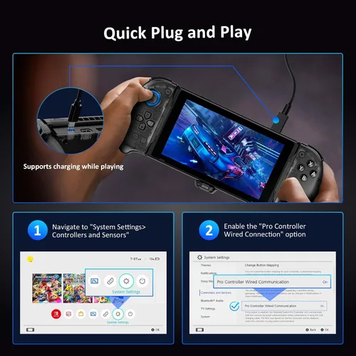 Vista 7 de NexiGo Hall Effect Gripcon with Kickstand and HDMI Out for TV Docking, Hall Sensing Joystick for Switch/Switch OLED, Handheld Mode, 4K/1080P