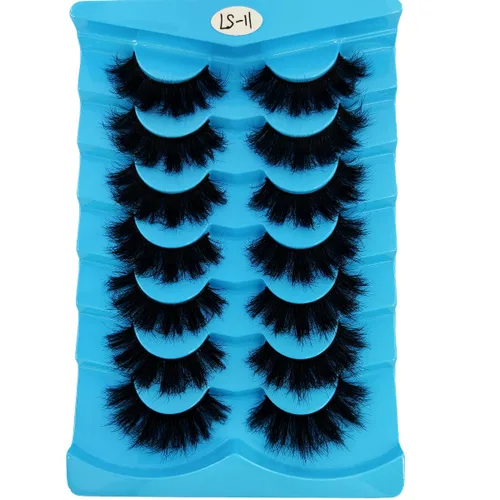 Vista 19 de 6 pares de pestañas postizas de ojo de gato, esponjosas pestañas de visón sintético 8D, pestañas dramáticas largas y gruesas (7 pares-BHZ01)
