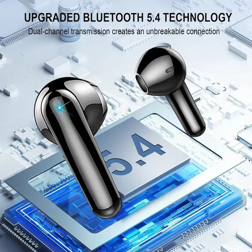 Vista 2 de Auriculares inalámbricos, auriculares Bluetooth 5.4, 48H+, auriculares estéreo, auriculares con pantalla LED con micrófono, IP7 impermeable