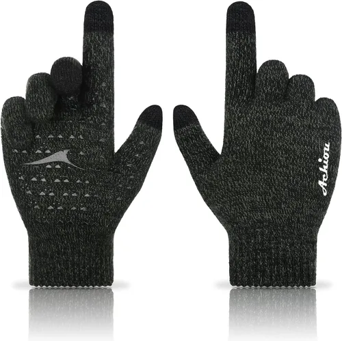 Vista 15 de Achiou Winter Gloves for Men and Women, Touchscreen Soft Knit Gloves Camello almendra