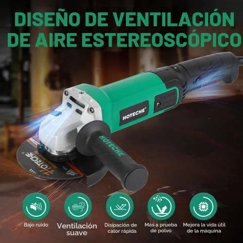 Vista 6 de Hoteche Amoladora angular de 5 pulgadas, amoladora eléctrica de velocidad variable de 11 amperios, con cable, para metal, compatible con discos