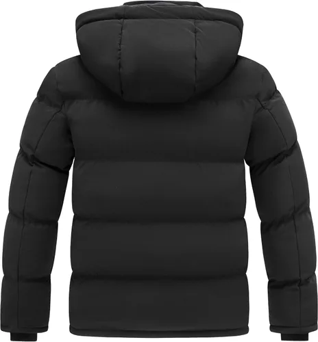 Vista 3 de Wantdo - Abrigo de invierno cálido para hombre, chaqueta acolchada impermeable y resistente al viento, capa gruesa de forro desmontable