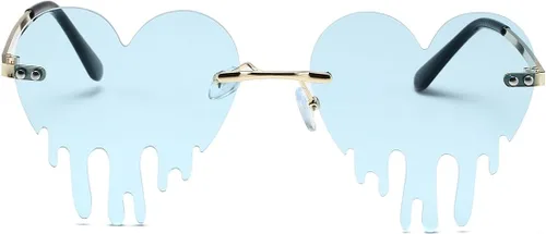 Vista 2 de JOVAKIT Melting Heart Shaped Sunglasses for Women Men Retro Rimless Tears Love Sun Glasses Rave Party Halloween Glasses