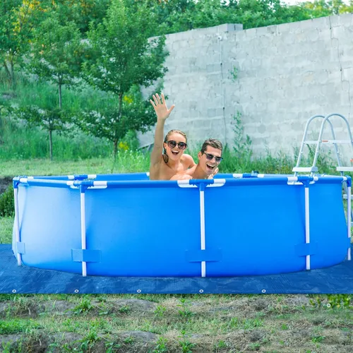 Vista 8 de Aulock Almohadillas de piscina de 16.4 x 16.4 pies para piscina sobre el suelo, lona rectangular impermeable de polietileno para piscinas de 8 a 15