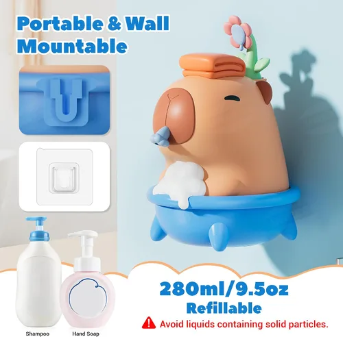 Vista 5 de UNEEDE Capybara - Dispensador de jabón de manos, espuma automática sin contacto con sensor avanzado, IP7 impermeable, portátil y recargable