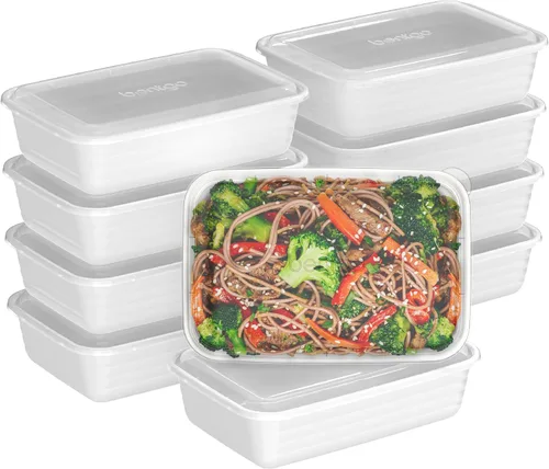 Vista 15 de Bentgo Prep - 20 piezas de contenedores reutilizables para preparación de comidas con 1 compartimento y tapas, materiales libres de PFAS y BPA