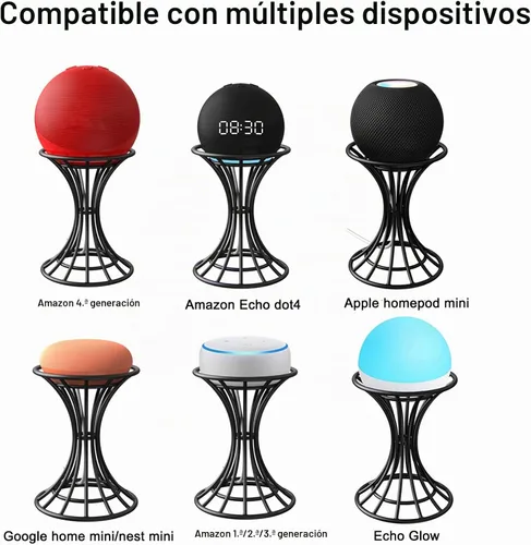 Vista 2 de Soporte de mesa inteligente con altavoz para Echo Dot 5ª/4ª/3ª/2ª generación, Echo 4ª/3ª/2ª generación, Echo Glow, Apple Homepod Mini y Google